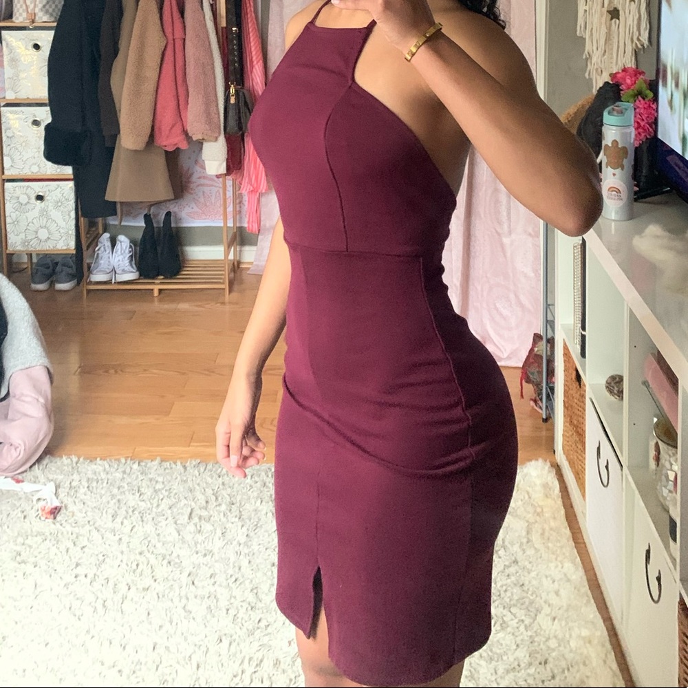 Maroon bodycon dress
